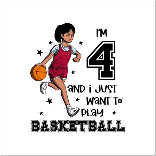 Girl plays basketball - I am 4 Posters and Art